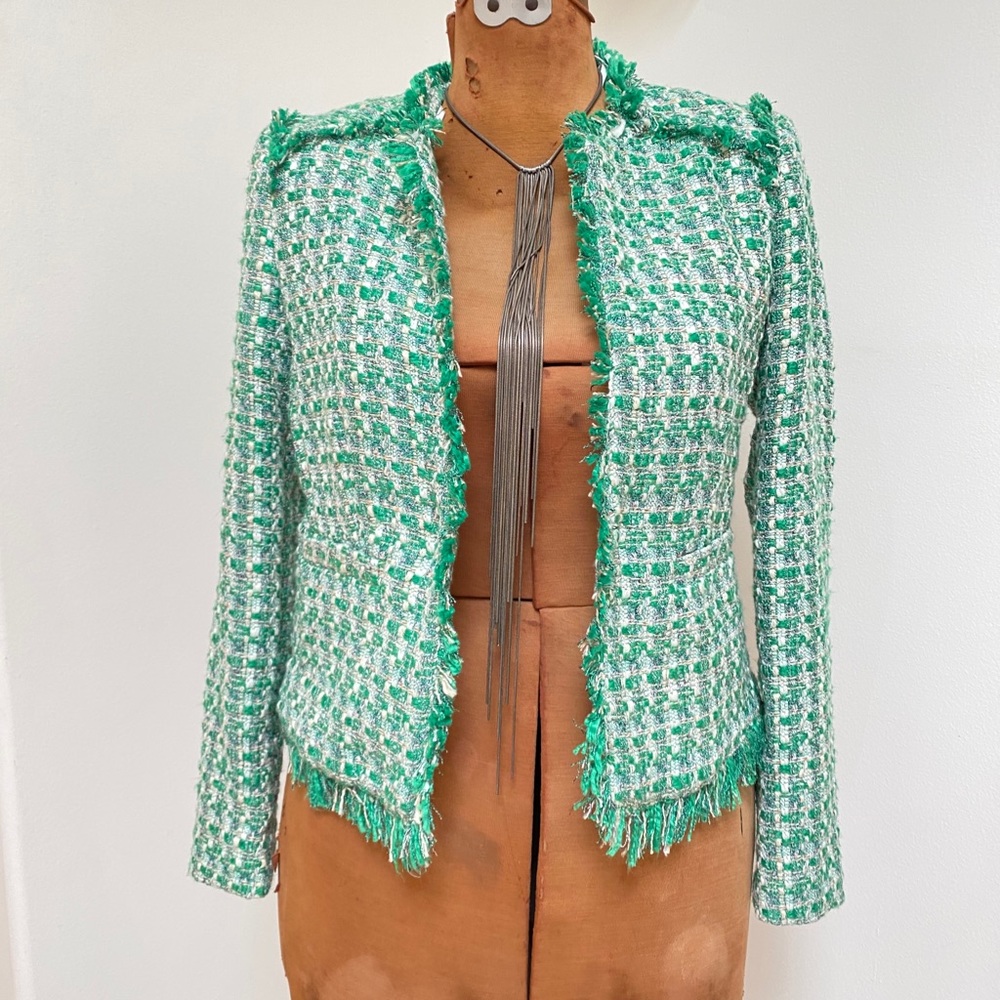 Mango Tweed Green Blazer